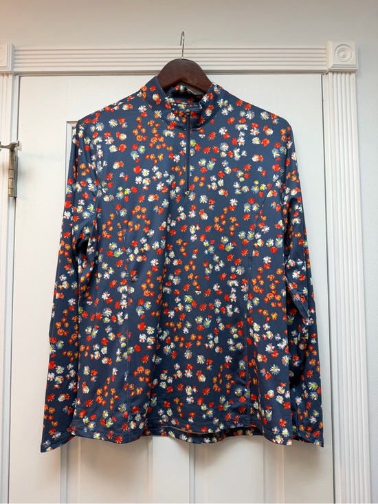 Callaway Tops - Callaway Navy Long-Sleeve Floral Golf Top with Red and White Accents